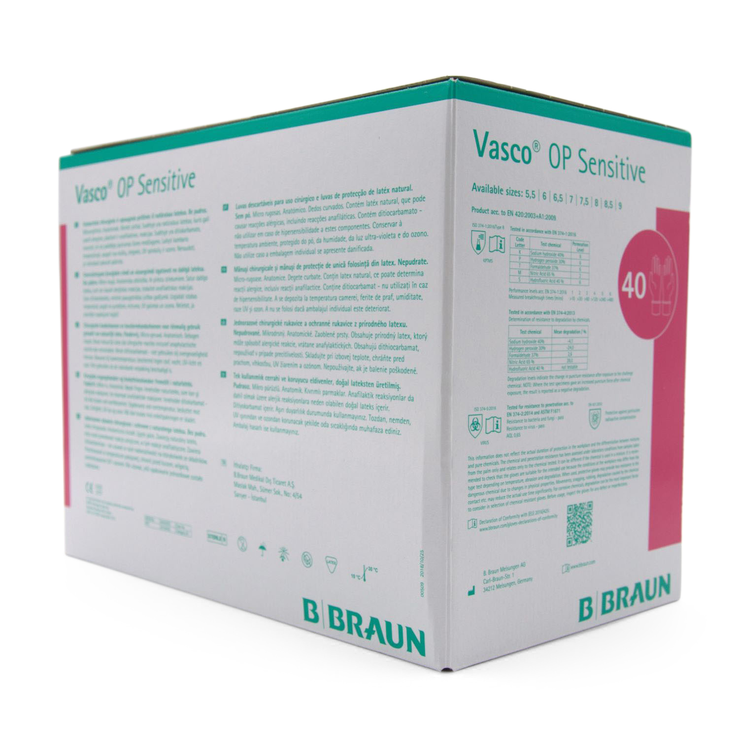 Vasco OP Puderlatex-Handschuhe – 50 Paar Steril, Naturweiß, Mit Größenstempel